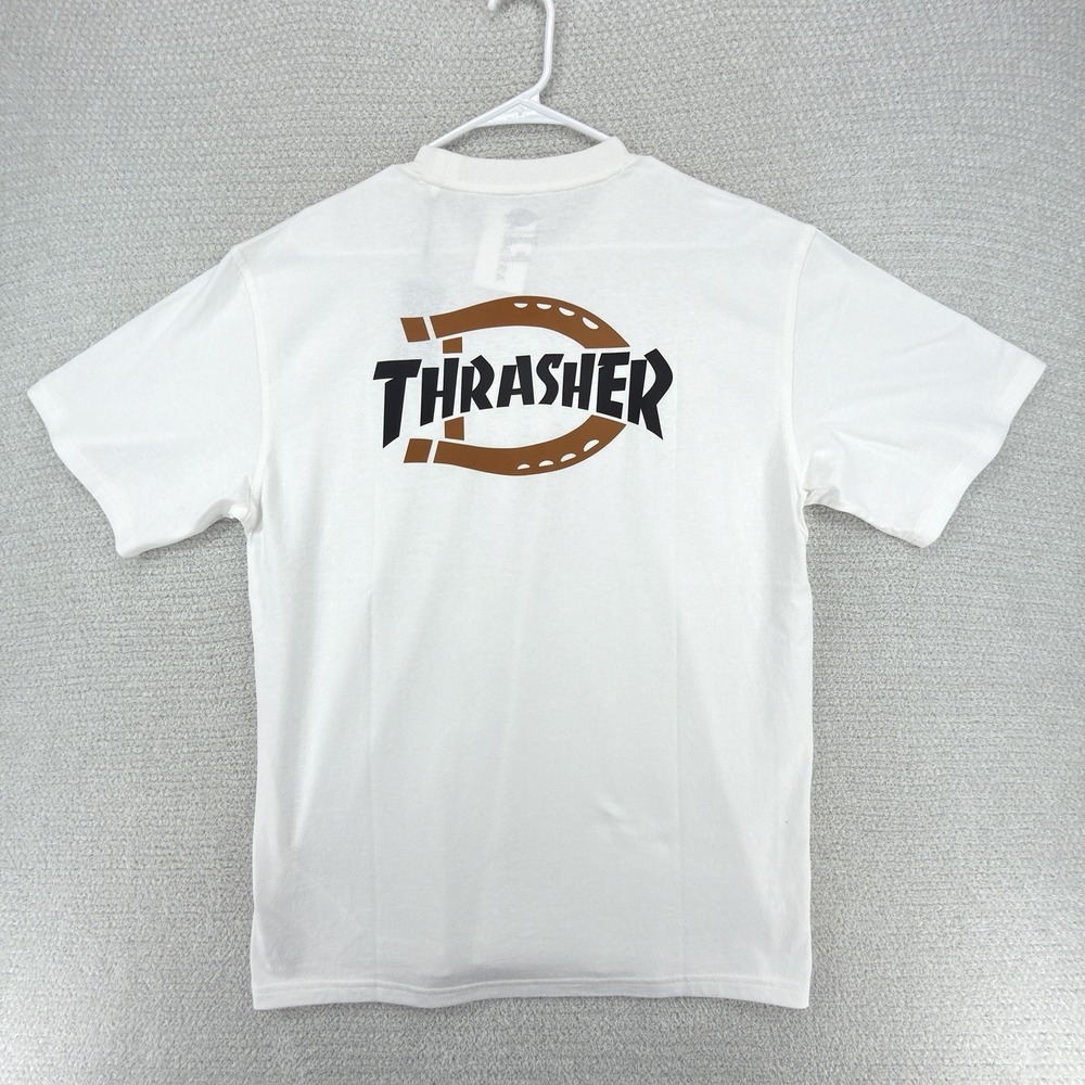 NEW Dickies x Thrasher T-Shirt Mens Medium White Short Sleeve Grunge Skate‎ Punk